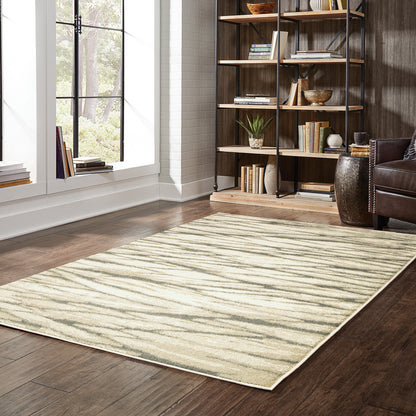 Oriental Weavers Carson 9671C plush modern rug featuring abstract pattern in ivory/ sand tones