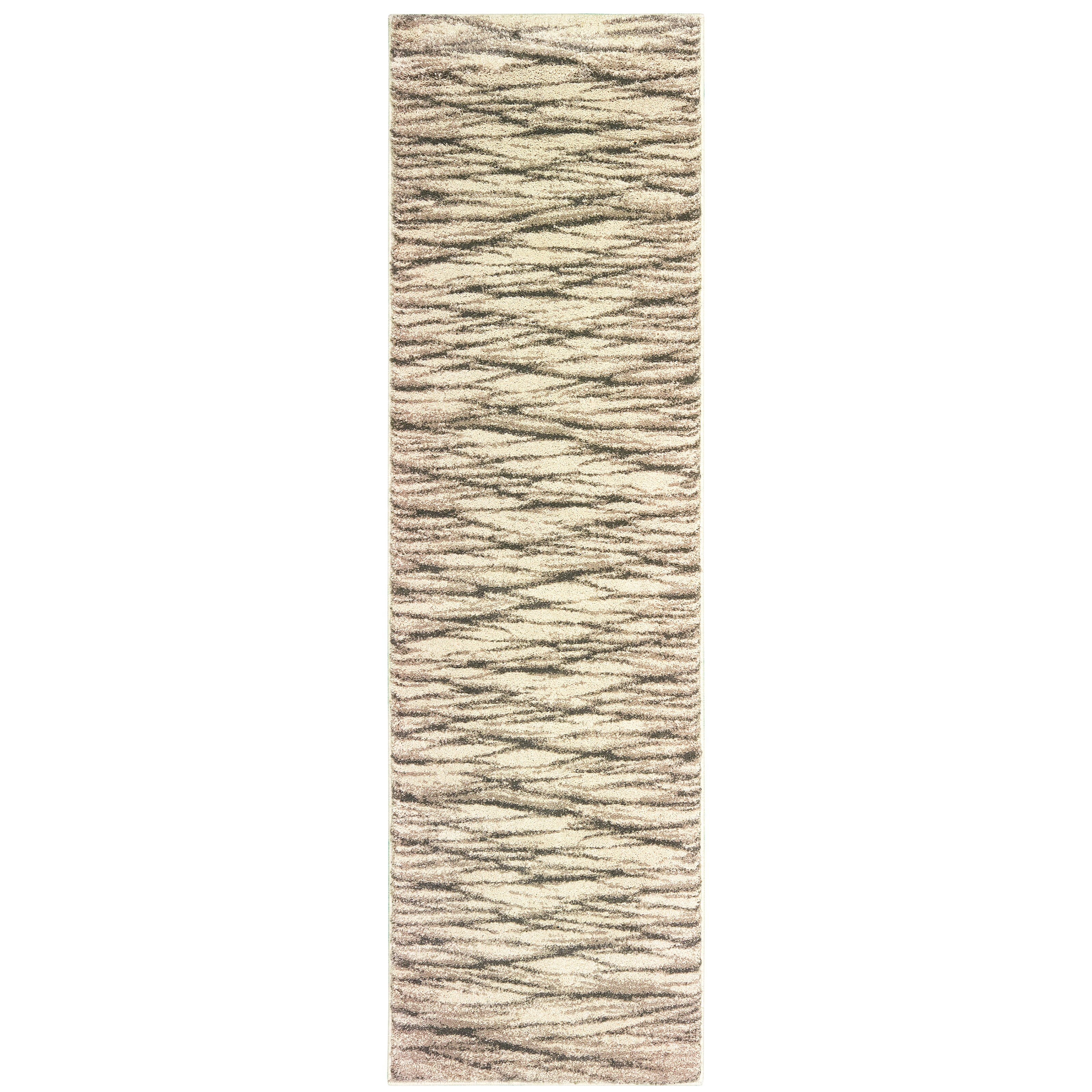 Oriental Weavers Carson 9671C plush modern rug featuring abstract pattern in ivory/ sand tones