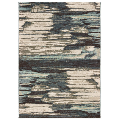 Oriental Weavers Carson 9675A plush modern rug featuring abstract pattern in blue/ brown tones