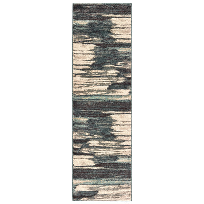 Oriental Weavers Carson 9675A plush modern rug featuring abstract pattern in blue/ brown tones
