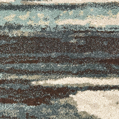 Oriental Weavers Carson 9675A plush modern rug featuring abstract pattern in blue/ brown tones
