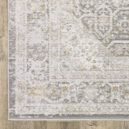 Oriental Weavers Cavett CAV02 soft transitional rug featuring decorative pattern in grey/ orange tones