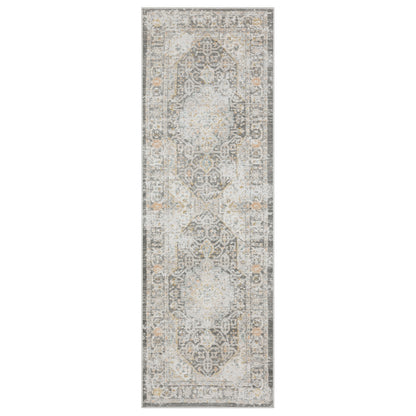 Oriental Weavers Cavett CAV02 soft transitional rug featuring decorative pattern in grey/ orange tones