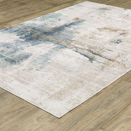 Oriental Weavers Cavett CAV03 soft transitional rug featuring decorative pattern in ivory/ blue tones
