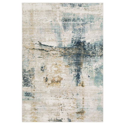 Oriental Weavers Cavett CAV03 soft transitional rug featuring decorative pattern in ivory/ blue tones