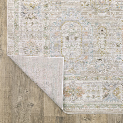 Oriental Weavers Cavett CAV04 soft transitional rug featuring decorative pattern in beige/ blue tones