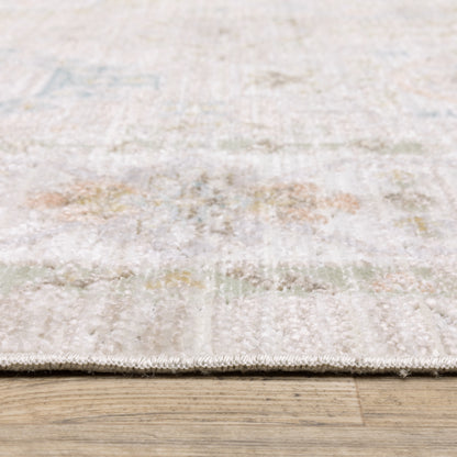 Oriental Weavers Cavett CAV04 soft transitional rug featuring decorative pattern in beige/ blue tones