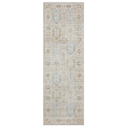 Oriental Weavers Cavett CAV04 soft transitional rug featuring decorative pattern in beige/ blue tones