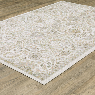 Oriental Weavers Cavett CAV05 soft transitional rug featuring decorative pattern in ivory/ gold tones