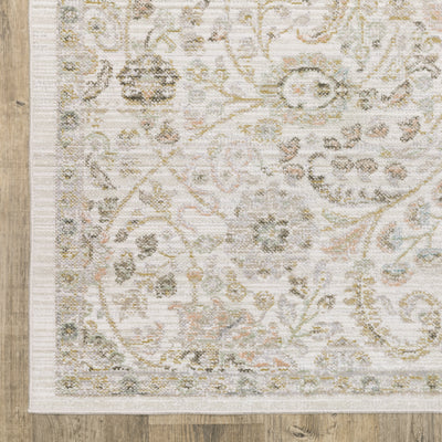 Oriental Weavers Cavett CAV05 soft transitional rug featuring decorative pattern in ivory/ gold tones