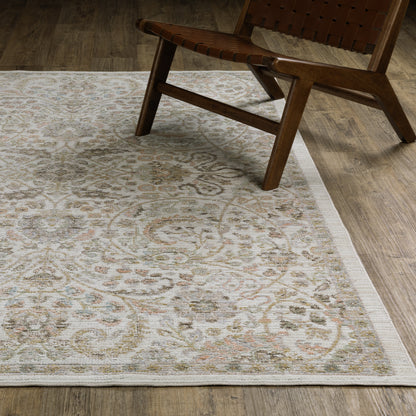Oriental Weavers Cavett CAV05 soft transitional rug featuring decorative pattern in ivory/ gold tones