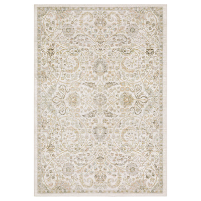 Oriental Weavers Cavett CAV05 soft transitional rug featuring decorative pattern in ivory/ gold tones