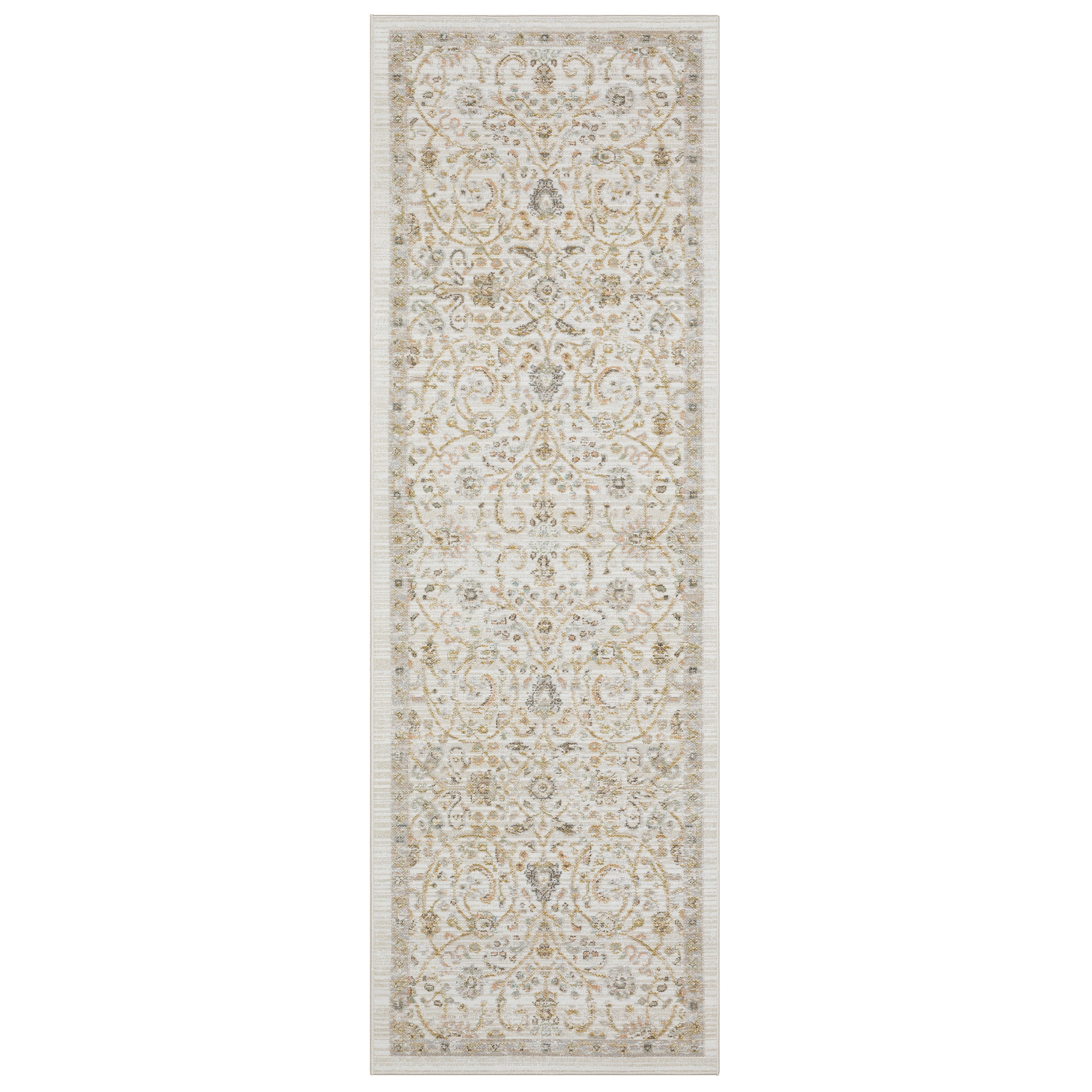 Oriental Weavers Cavett CAV05 soft transitional rug featuring decorative pattern in ivory/ gold tones