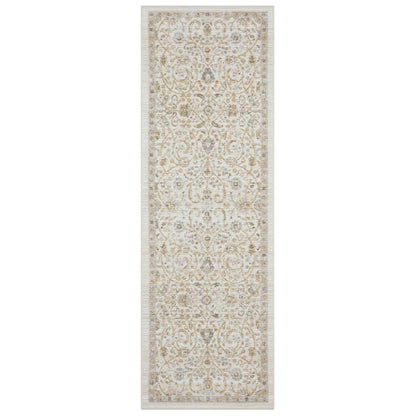 Oriental Weavers Cavett CAV05 soft transitional rug featuring decorative pattern in ivory/ gold tones