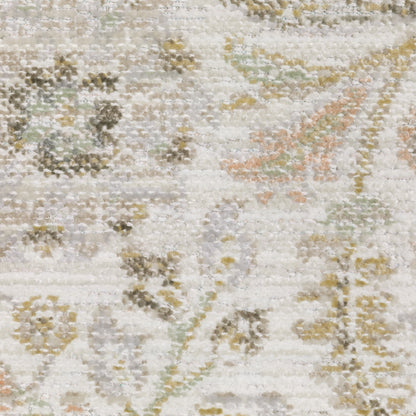 Oriental Weavers Cavett CAV05 soft transitional rug featuring decorative pattern in ivory/ gold tones