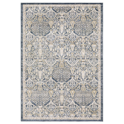 Oriental Weavers Cavett CAV06 soft transitional rug featuring decorative pattern in navy/ gold tones
