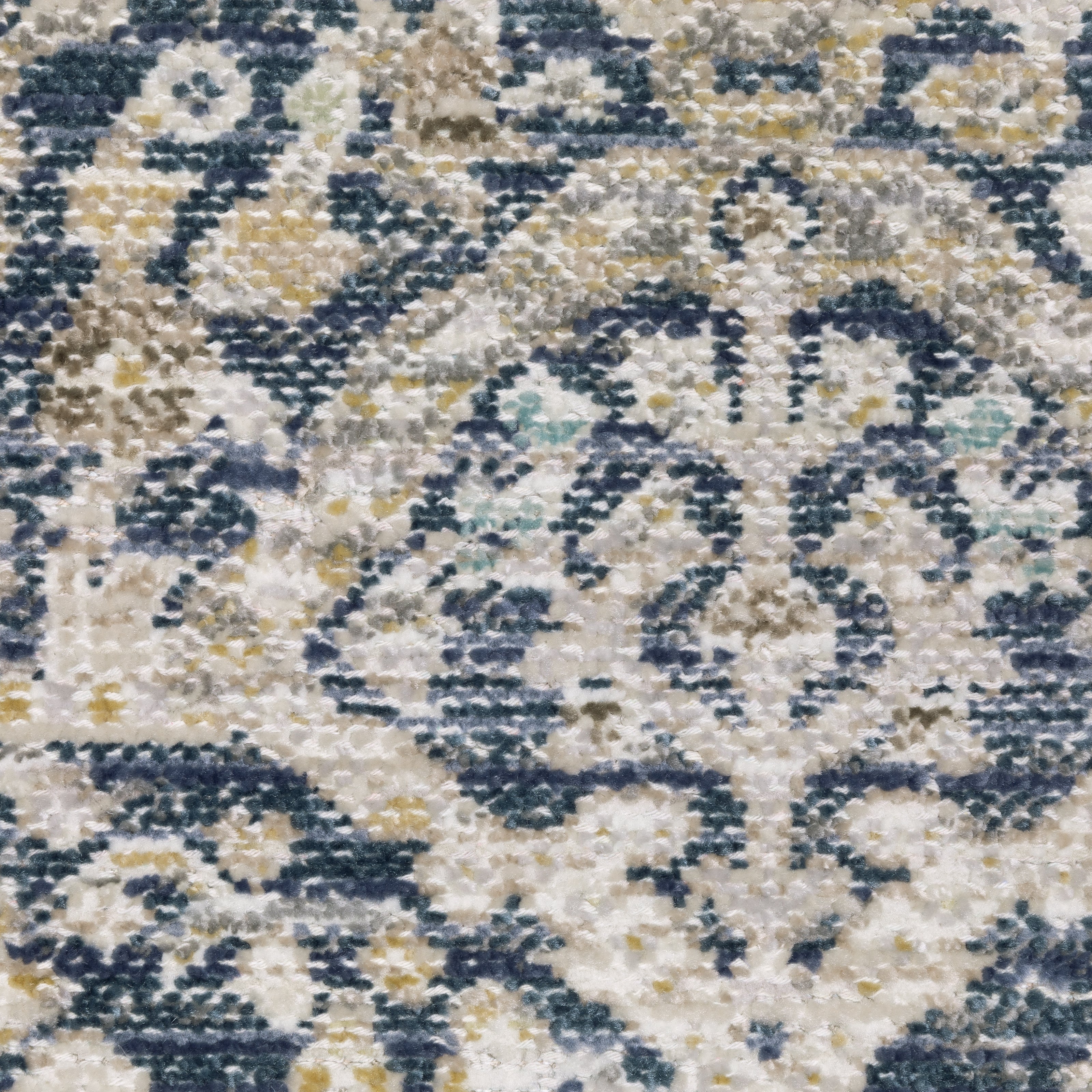 Oriental Weavers Cavett CAV06 soft transitional rug featuring decorative pattern in navy/ gold tones