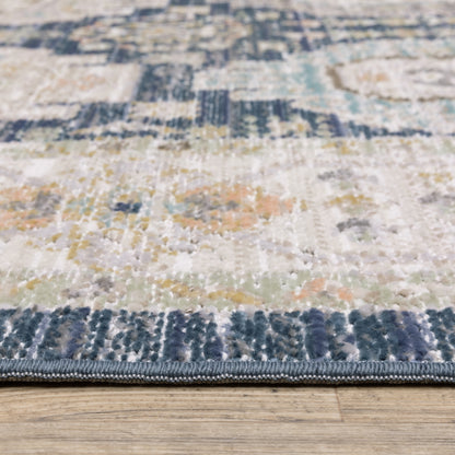 Oriental Weavers Cavett CAV07 soft transitional rug featuring decorative pattern in navy/ ivory tones