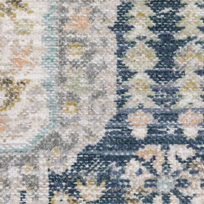 Oriental Weavers Cavett CAV07 soft transitional rug featuring decorative pattern in navy/ ivory tones
