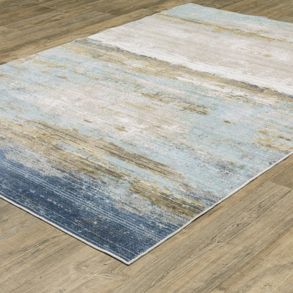 Oriental Weavers Cavett CAV09 soft transitional rug featuring decorative pattern in blue/ beige tones