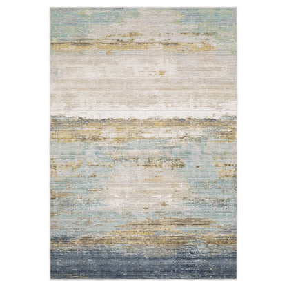 Oriental Weavers Cavett CAV09 soft transitional rug featuring decorative pattern in blue/ beige tones