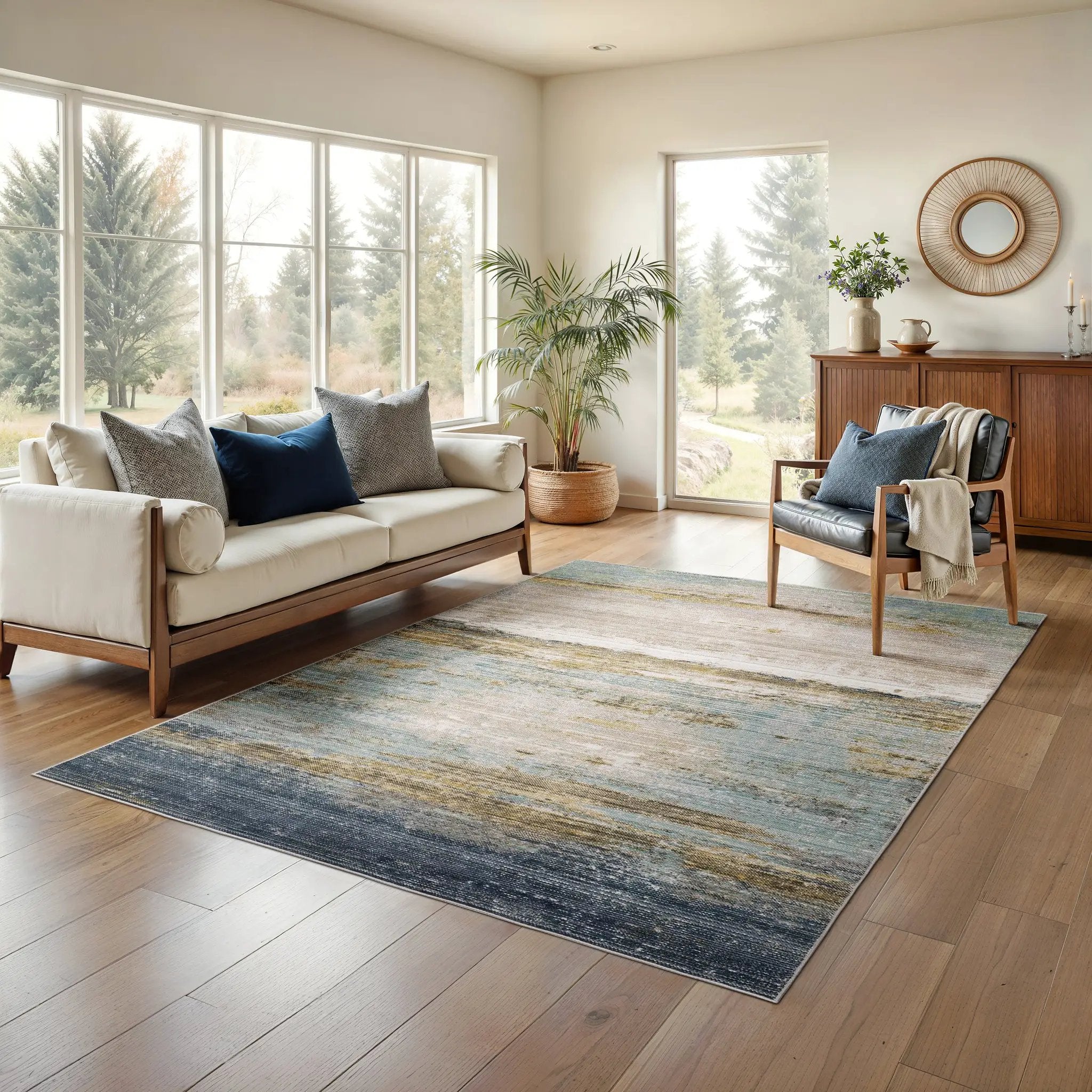 Cavett CAV09 Blue/ Beige Area Rug by Oriental Weavers