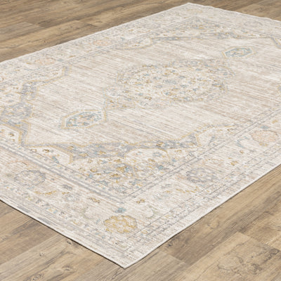 Oriental Weavers Cavett CAV11 soft transitional rug featuring decorative pattern in beige/ blue tones