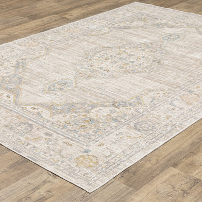 Oriental Weavers Cavett CAV11 soft transitional rug featuring decorative pattern in beige/ blue tones
