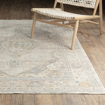 Oriental Weavers Cavett CAV11 soft transitional rug featuring decorative pattern in beige/ blue tones