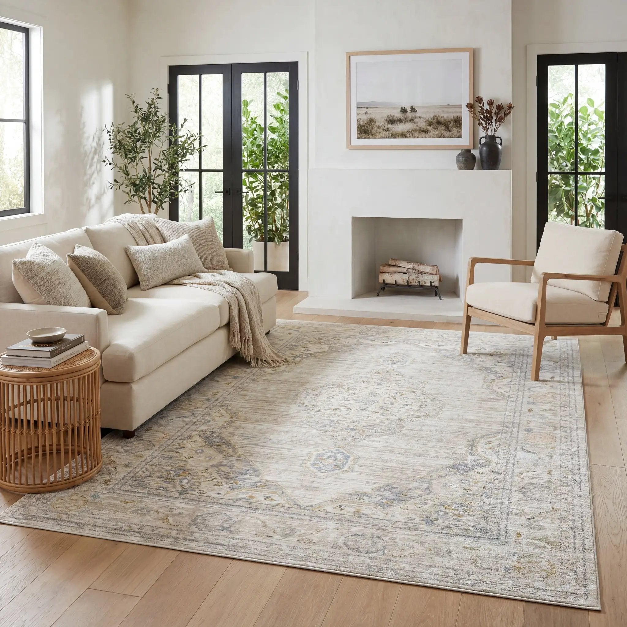 Cavett CAV11 Beige/ Blue Area Rug by Oriental Weavers