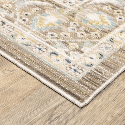 Oriental Weavers Cavett CAV12 soft transitional rug featuring decorative pattern in brown/ blue tones