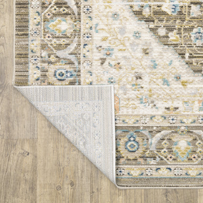 Oriental Weavers Cavett CAV12 soft transitional rug featuring decorative pattern in brown/ blue tones