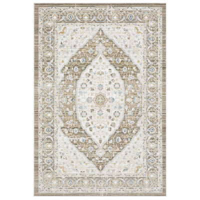 Oriental Weavers Cavett CAV12 soft transitional rug featuring decorative pattern in brown/ blue tones