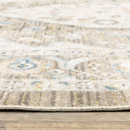 Oriental Weavers Cavett CAV12 soft transitional rug featuring decorative pattern in brown/ blue tones