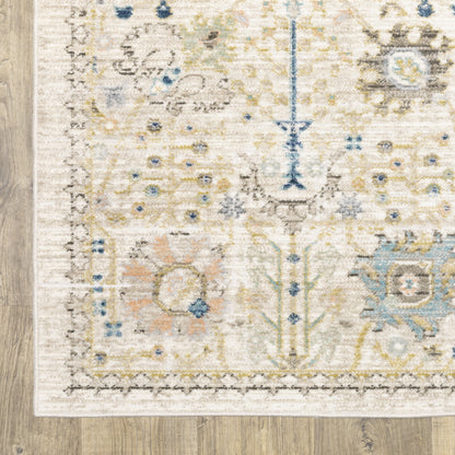 Oriental Weavers Cavett CAV13 soft transitional rug featuring decorative pattern in blue/ pink tones
