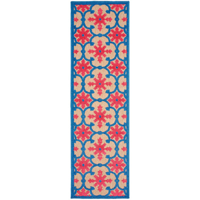 Oriental Weavers Cayman 190L9 textured indoor-outdoor rug featuring abstract pattern in pink/ blue tones