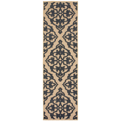 Oriental Weavers Cayman 001B9 textured indoor-outdoor rug featuring abstract pattern in sand/ charcoal tones