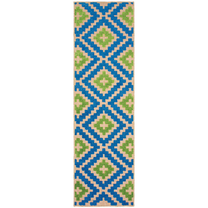 Oriental Weavers Cayman 2063Z textured indoor-outdoor rug featuring abstract pattern in blue/ green tones