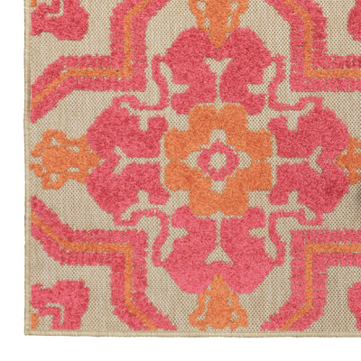 Oriental Weavers Cayman 2541V textured indoor-outdoor rug featuring abstract pattern in sand/ pink tones