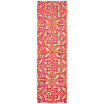 Oriental Weavers Cayman 2541V textured indoor-outdoor rug featuring abstract pattern in sand/ pink tones