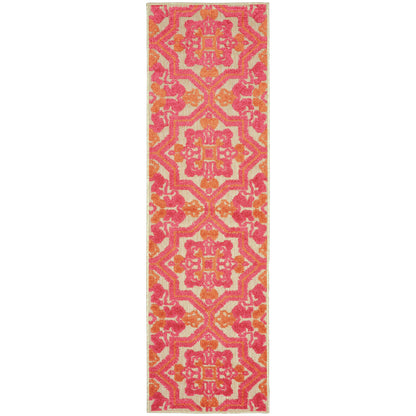 Oriental Weavers Cayman 2541V textured indoor-outdoor rug featuring abstract pattern in sand/ pink tones