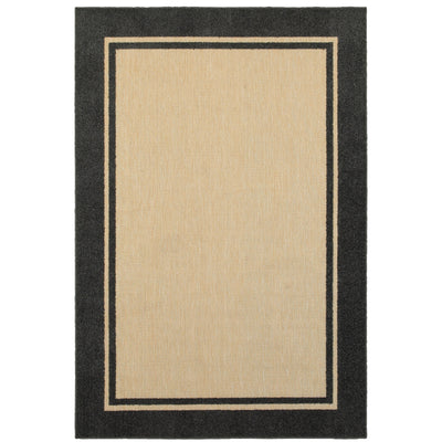 Oriental Weavers Cayman 5594K textured indoor-outdoor rug featuring abstract pattern in sand/ charcoal tones