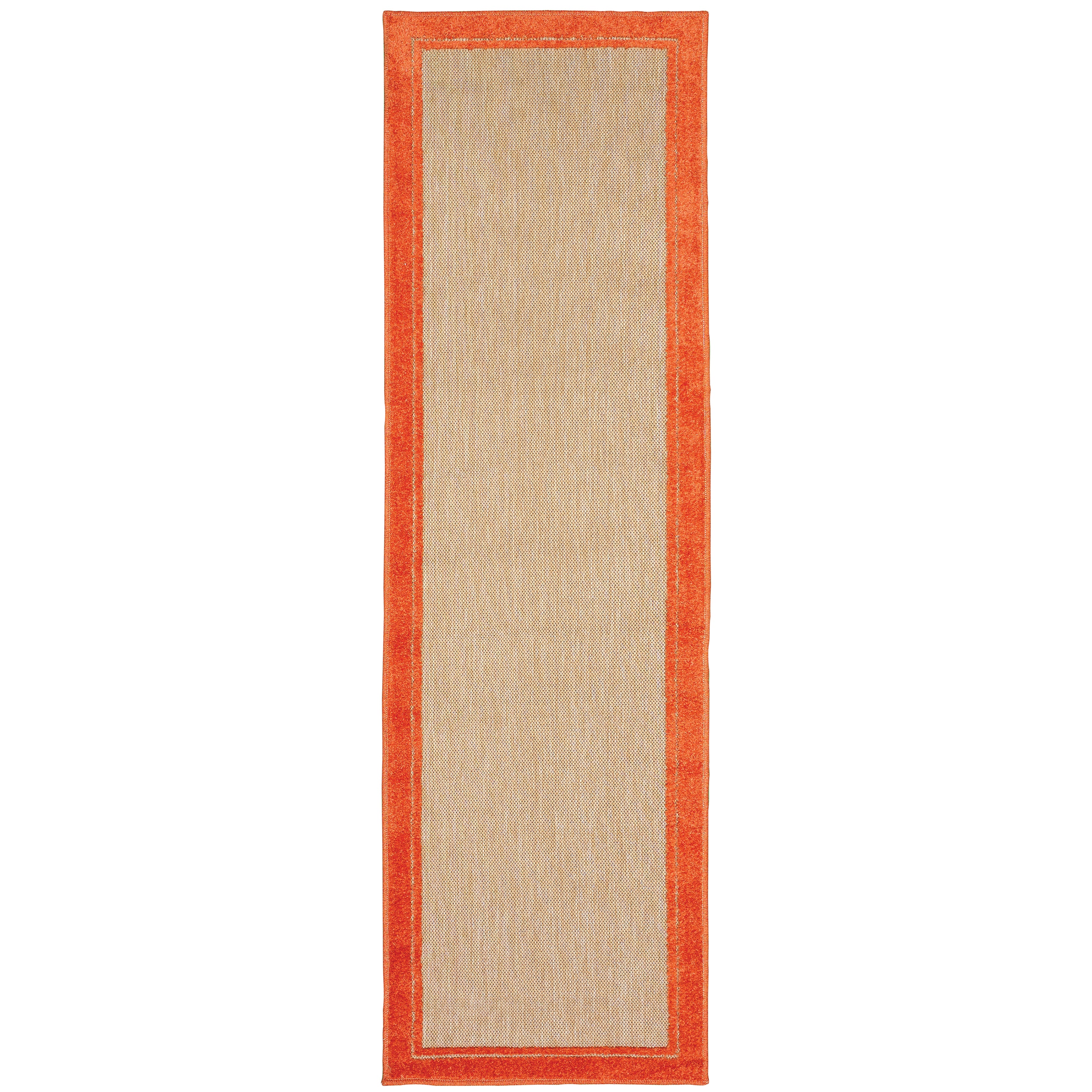 Oriental Weavers Cayman 5594Q textured indoor-outdoor rug featuring abstract pattern in sand/ orange tones