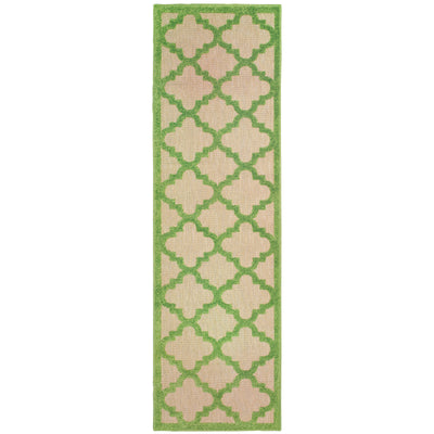 Oriental Weavers Cayman 660F9 textured indoor-outdoor rug featuring abstract pattern in sand/ green tones