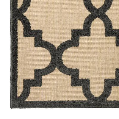 Oriental Weavers Cayman 660N9 textured indoor-outdoor rug featuring abstract pattern in sand/ charcoal tones