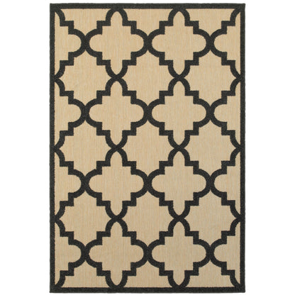 Oriental Weavers Cayman 660N9 textured indoor-outdoor rug featuring abstract pattern in sand/ charcoal tones