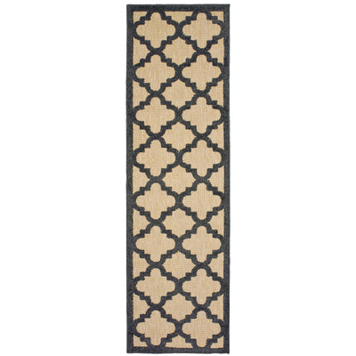 Oriental Weavers Cayman 660N9 textured indoor-outdoor rug featuring abstract pattern in sand/ charcoal tones