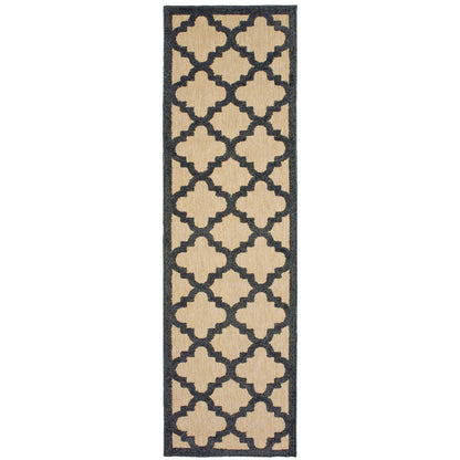 Oriental Weavers Cayman 660N9 textured indoor-outdoor rug featuring abstract pattern in sand/ charcoal tones