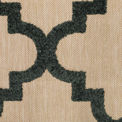 Oriental Weavers Cayman 660N9 textured indoor-outdoor rug featuring abstract pattern in sand/ charcoal tones