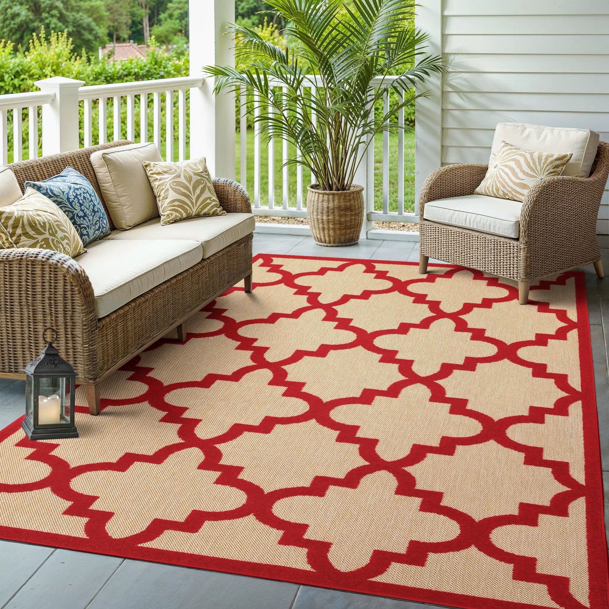 Cayman 660R9 Sand/ Red Area Rug by Oriental Weavers